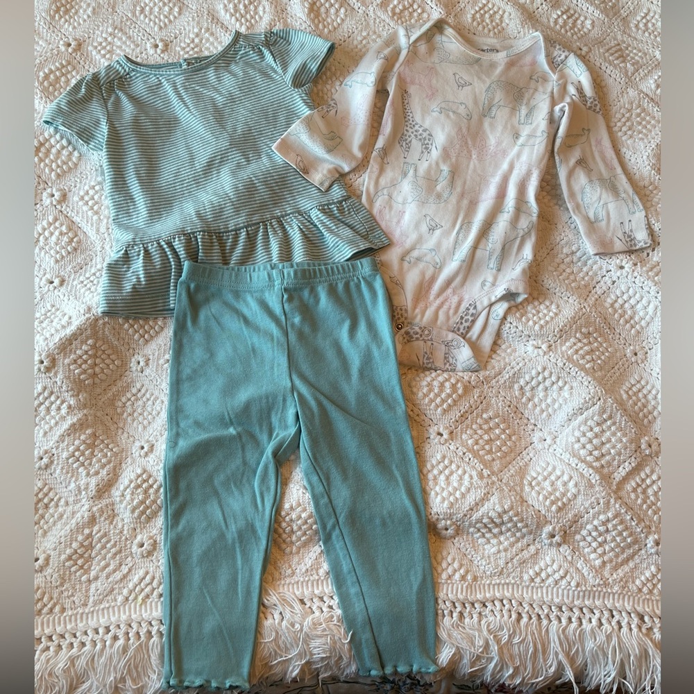 Carter's Teal and White Kids Matching Set